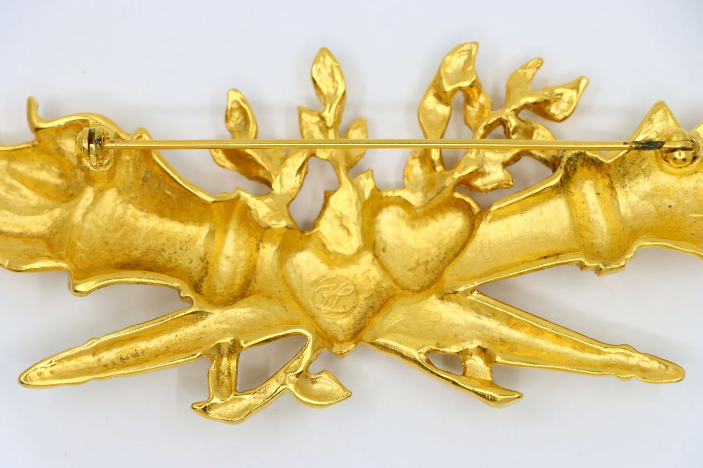 A Rare Vintage Karl Lagerfeld 1993 Gold Heart Torch Brooch Pin Olympics