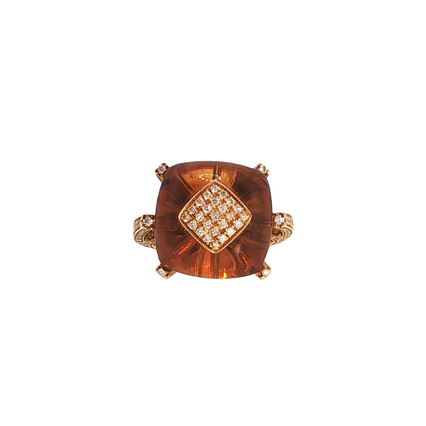 IO SI 18K Gold Diamond Citrine Cocktail Ring