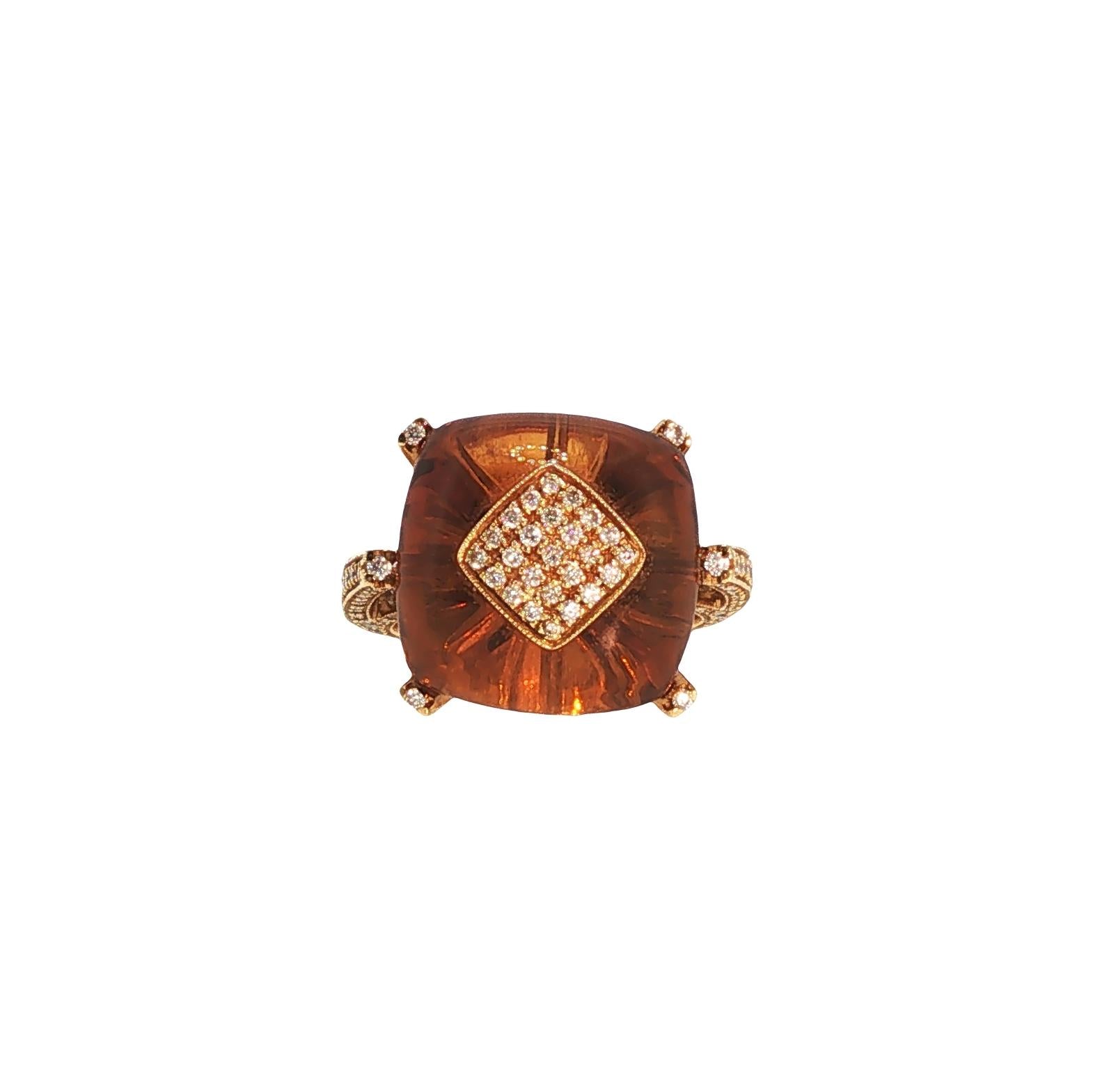 IO SI 18K Gold Diamond Citrine Cocktail Ring