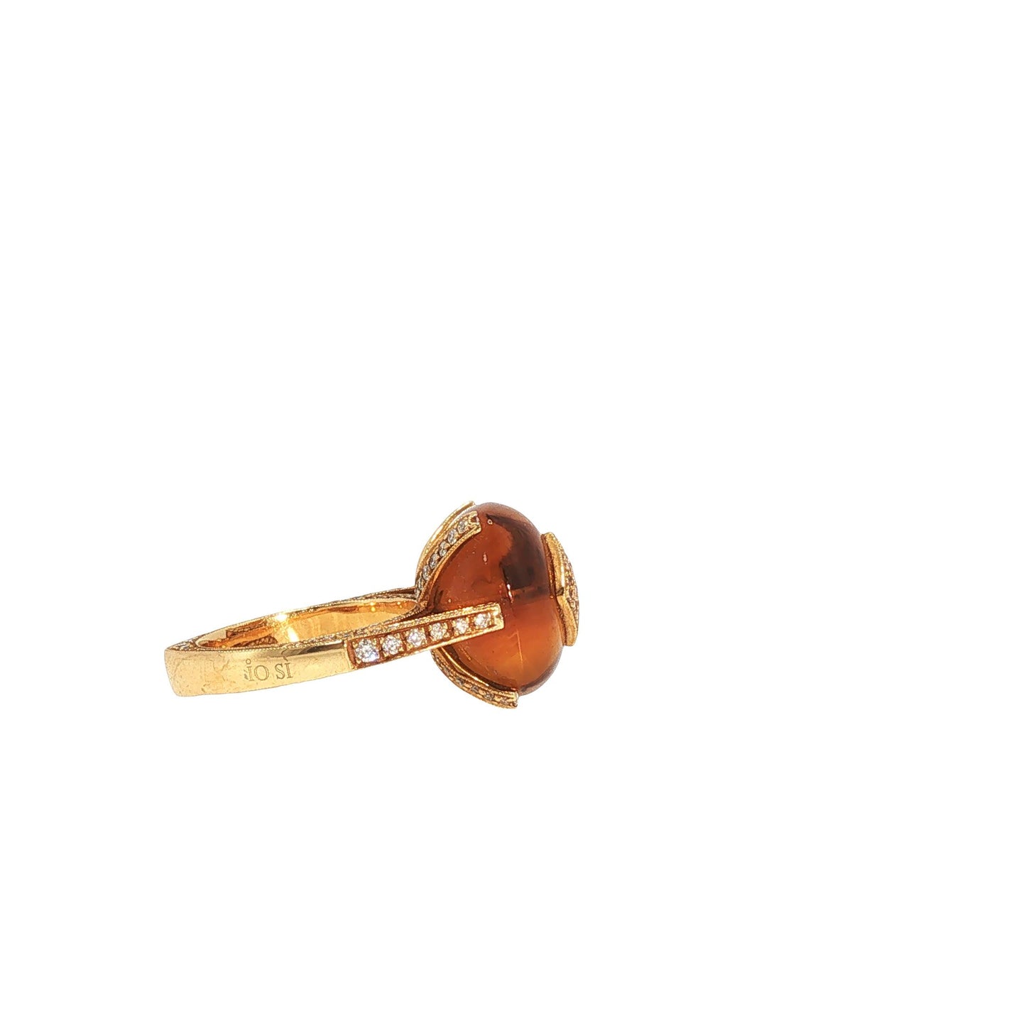 IO SI 18K Gold Diamond Citrine Cocktail Ring