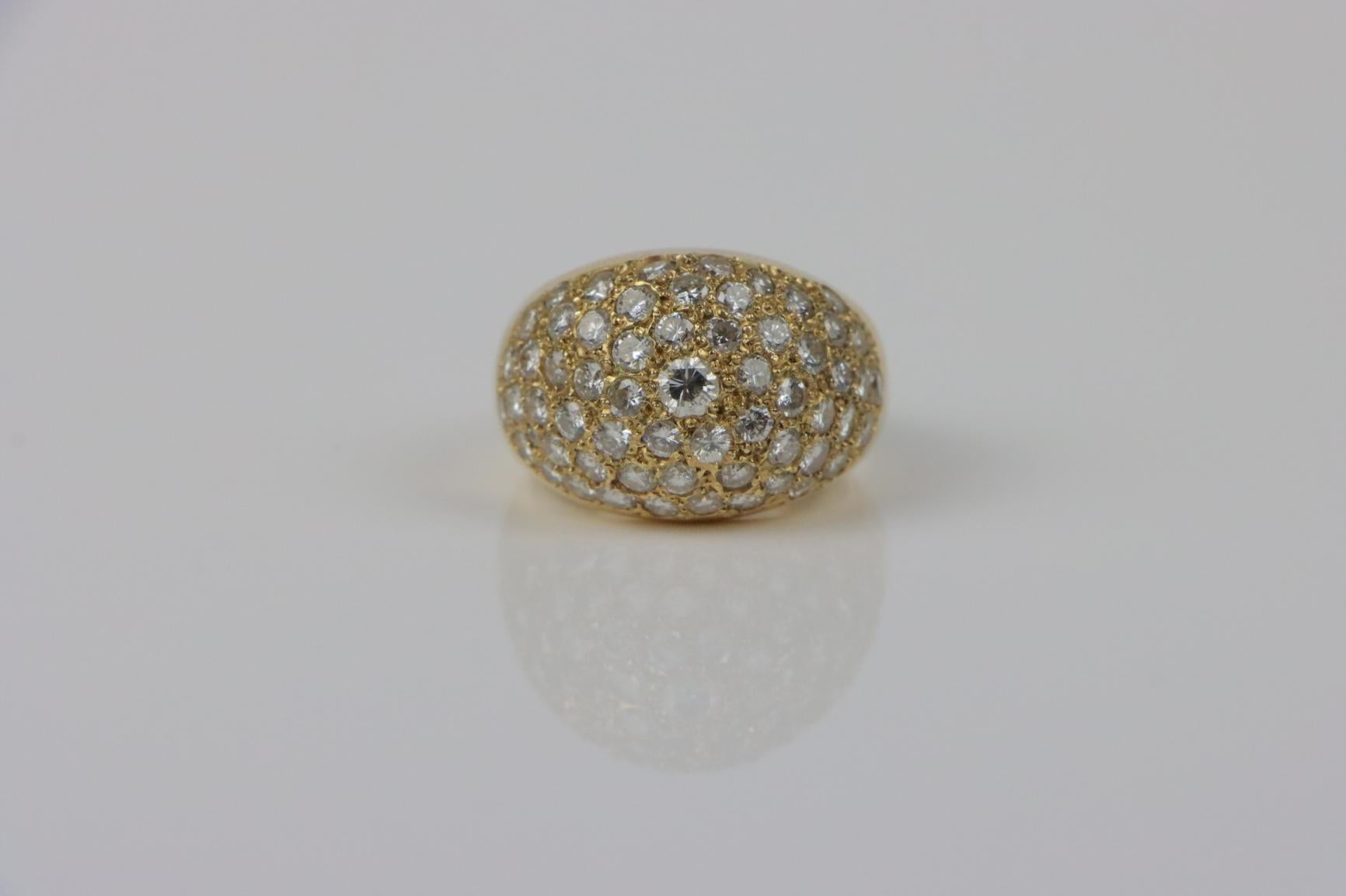 Vintage 14K Gold Diamond Bombe Ring