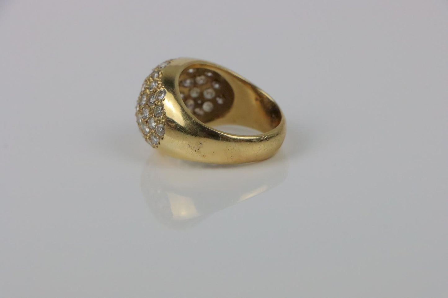 Vintage 14K Gold Diamond Bombe Ring