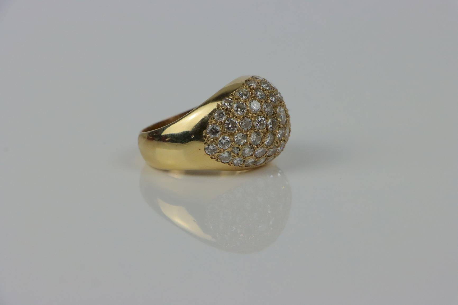 Vintage 14K Gold Diamond Bombe Ring