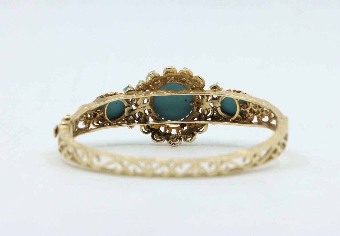 Vintage 14K Gold Turquoise Cabochon Bracelet