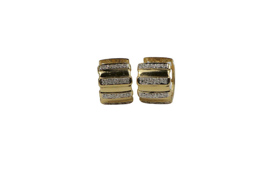 Vintage 14K Gold Diamond Huggie Earrings