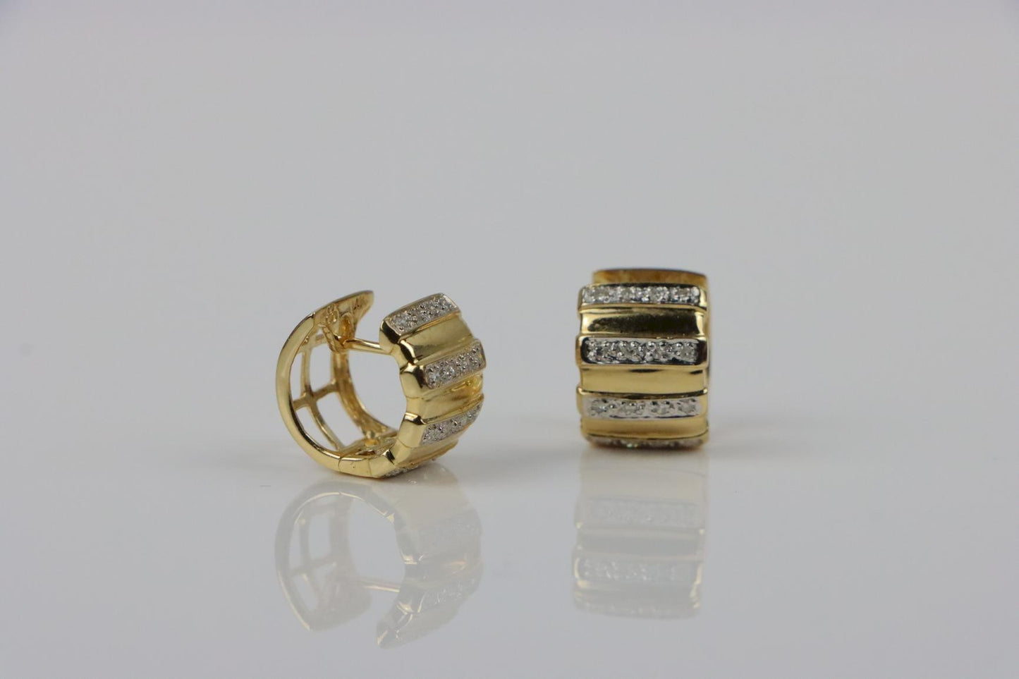 Vintage 14K Gold Diamond Huggie Earrings