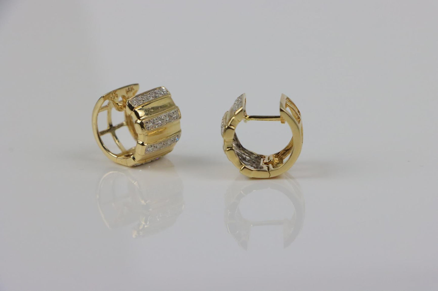 Vintage 14K Gold Diamond Huggie Earrings