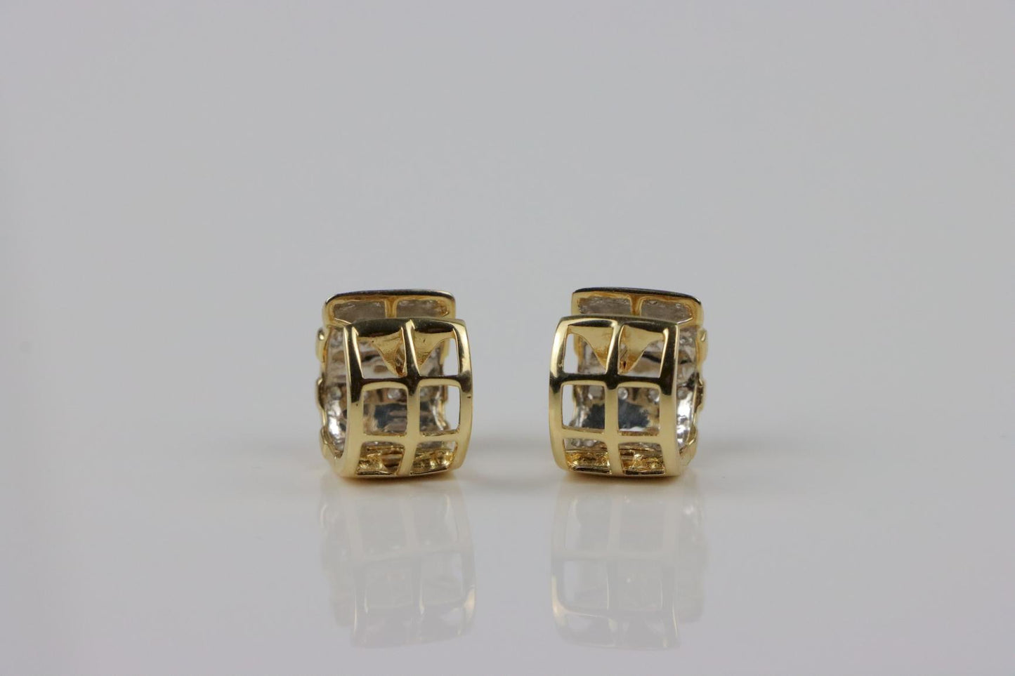 Vintage 14K Gold Diamond Huggie Earrings