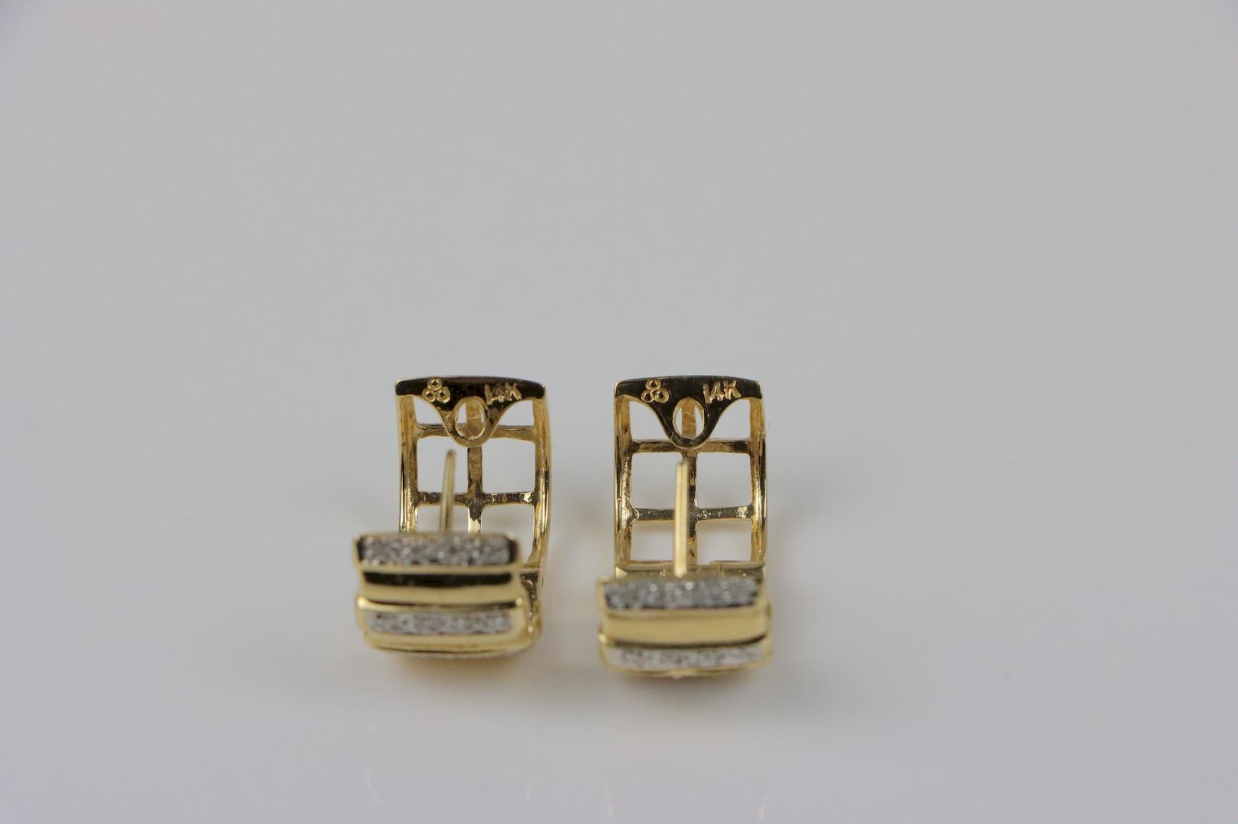 Vintage 14K Gold Diamond Huggie Earrings