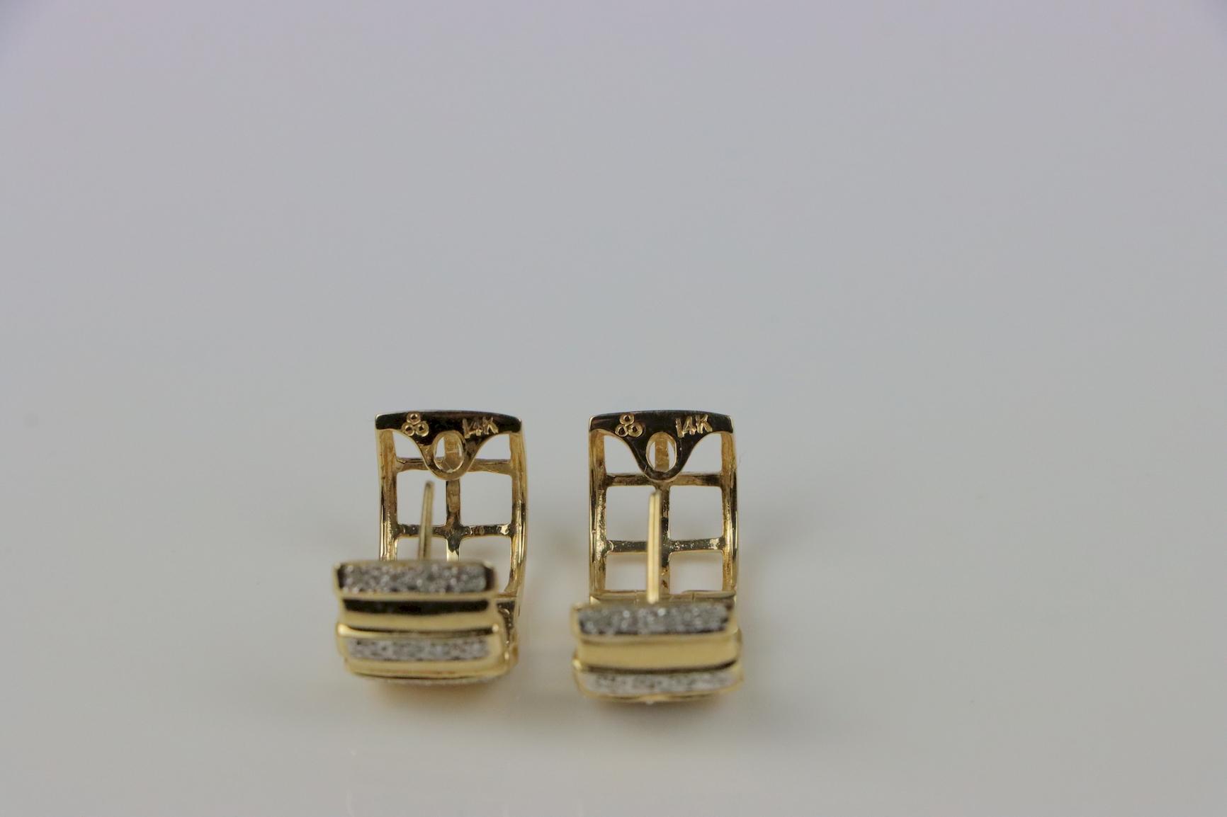 Vintage 14K Gold Diamond Huggie Earrings