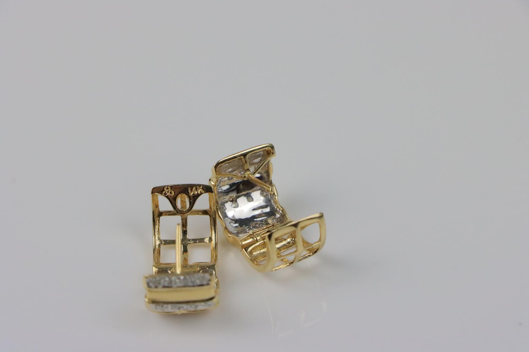 Vintage 14K Gold Diamond Huggie Earrings