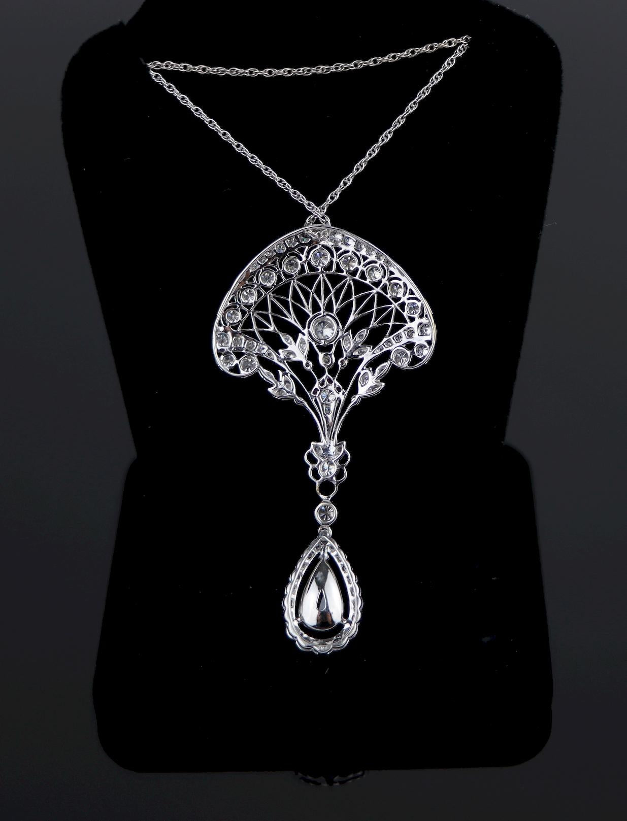 A Fine Belle Epoque Revival Platinum Diamond Pendant Necklace