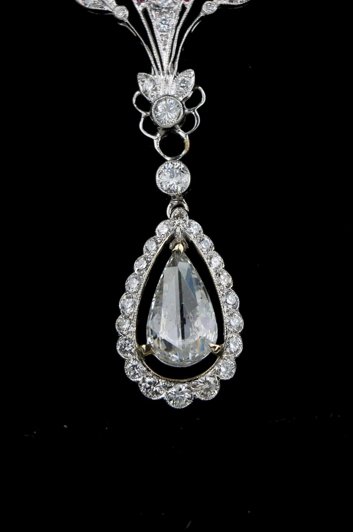 A Fine Belle Epoque Revival Platinum Diamond Pendant Necklace