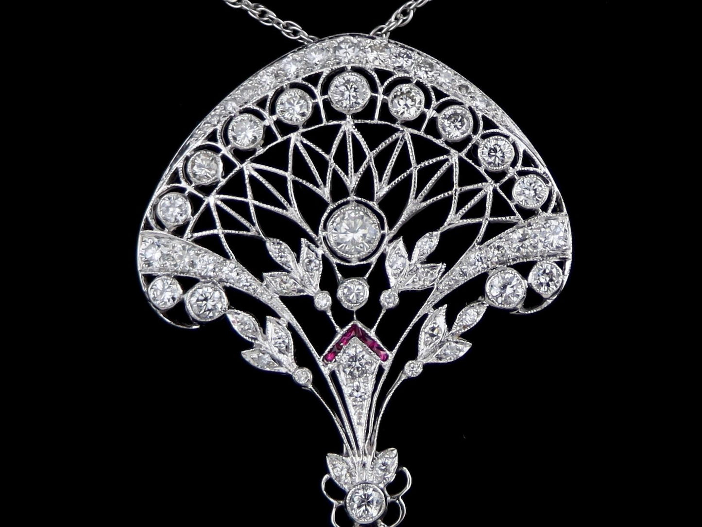 A Fine Belle Epoque Revival Platinum Diamond Pendant Necklace