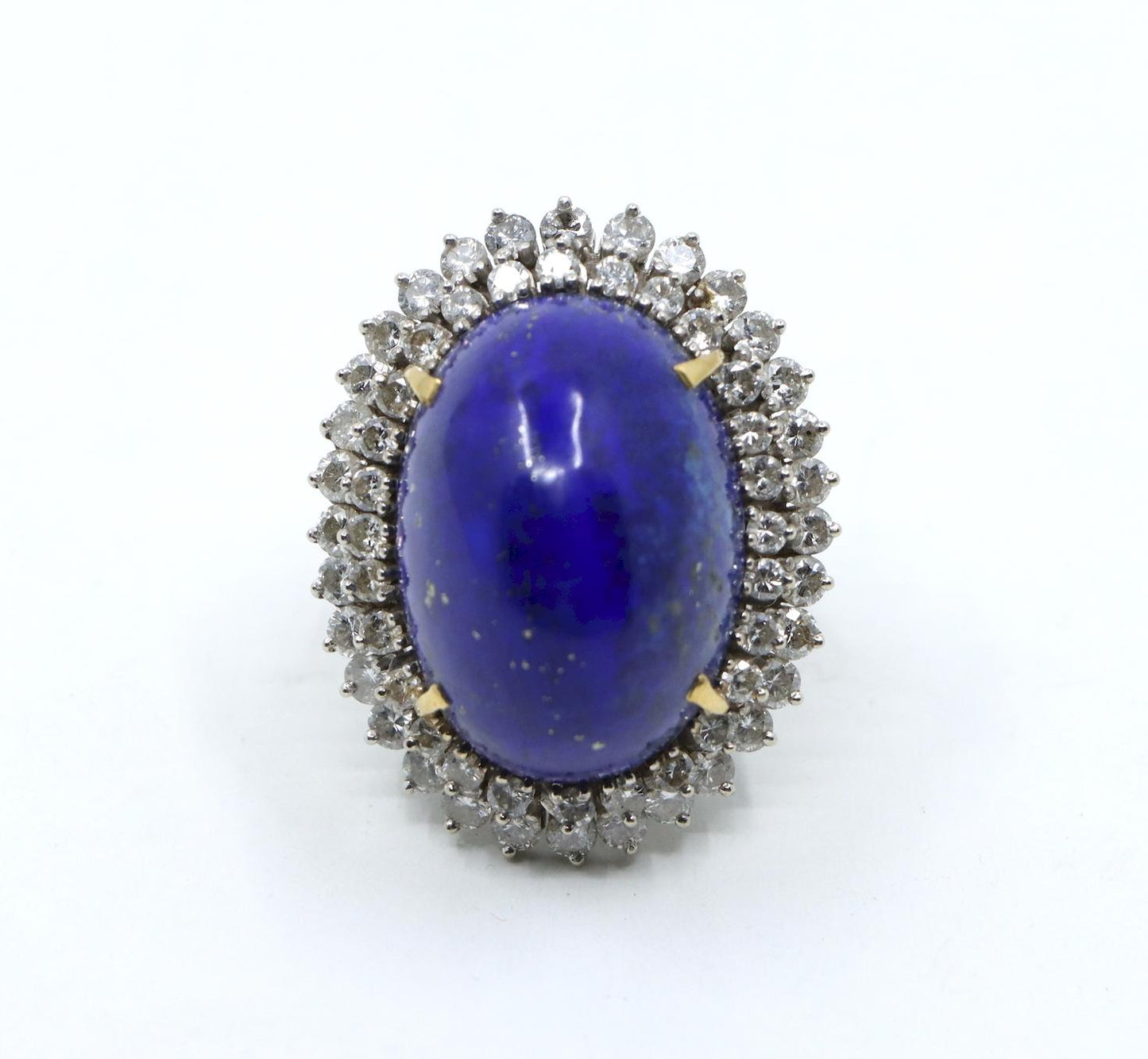 Large 14K Gold Lapis Lazuli Diamonds Ring