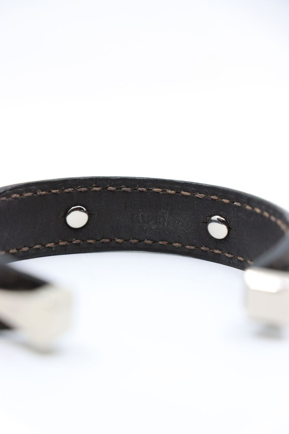 Vintage Hermes Black Leather Horseshoe Cuff Bracelet