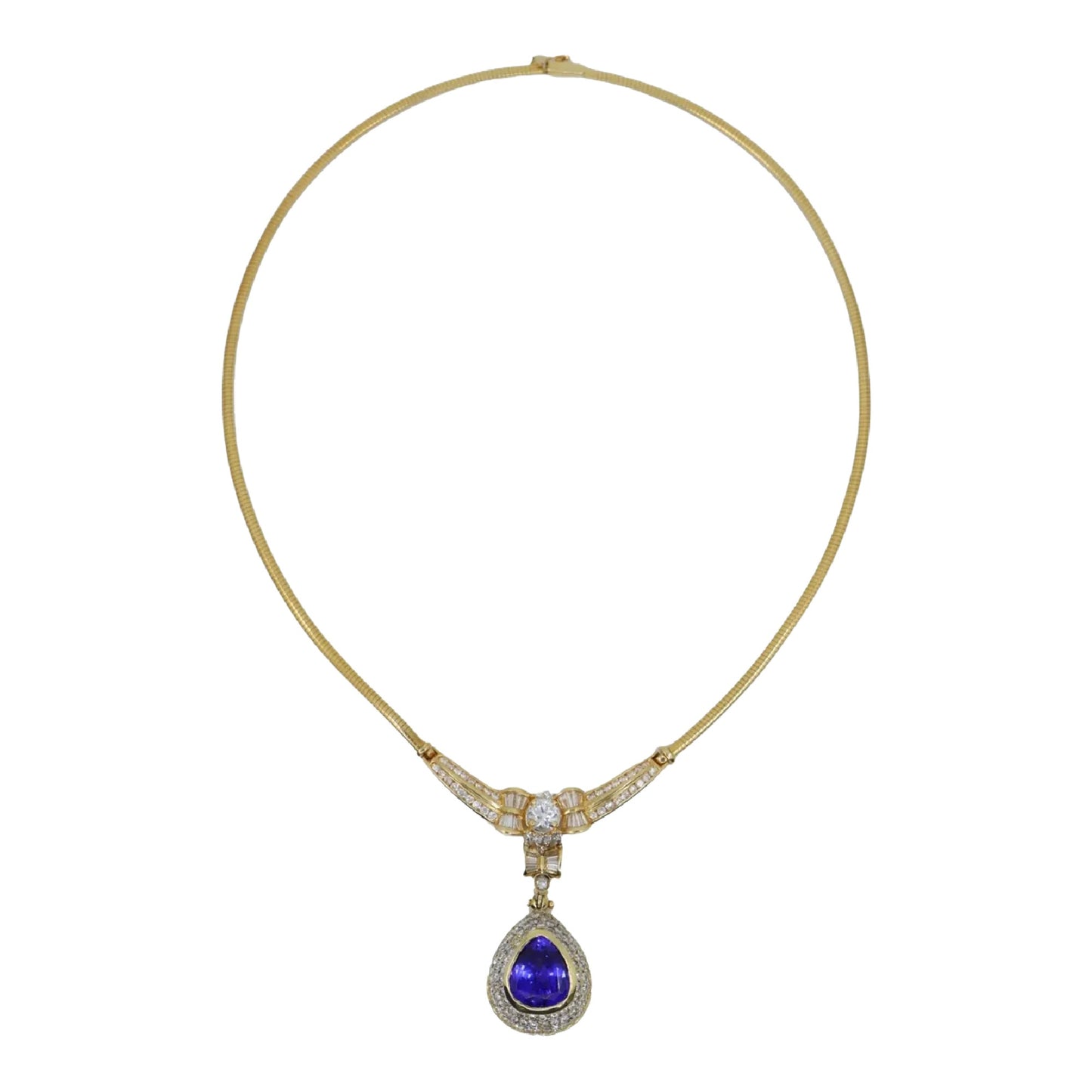 Vintage 18K Gold Diamond Tanzanite Necklace