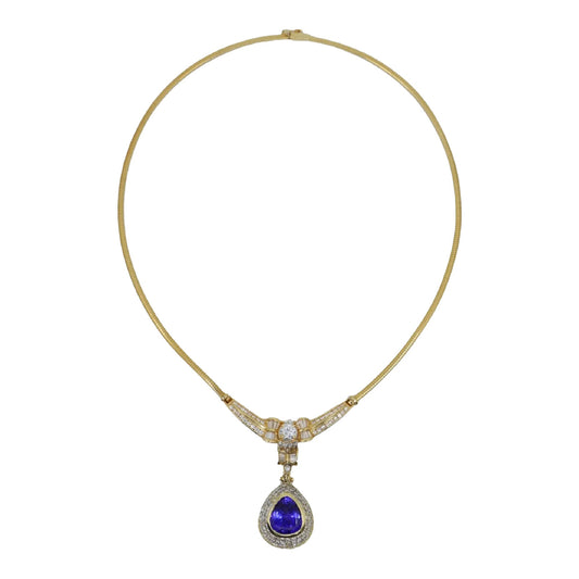 Vintage 18K Gold Diamond Tanzanite Necklace