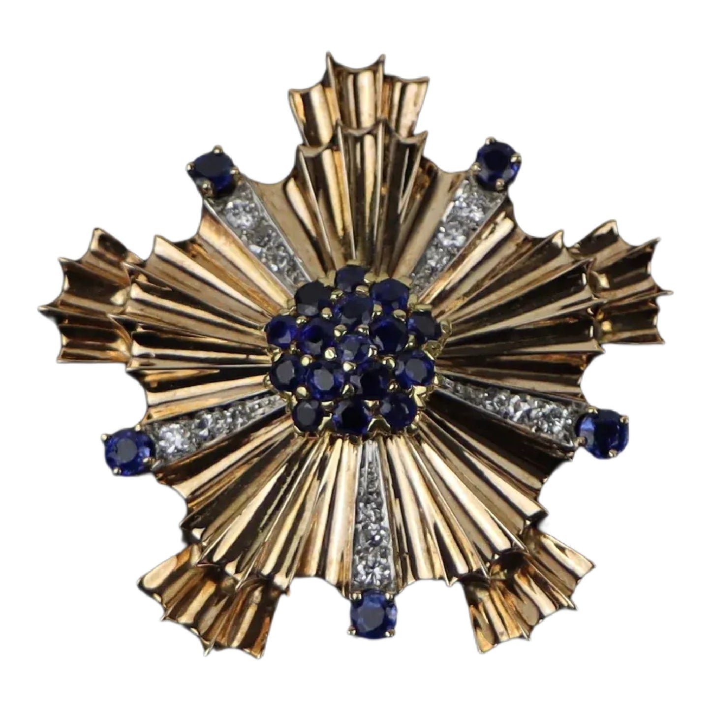 Retro Tiffany & Co. Diamond and Sapphire Starburst Brooch Pin