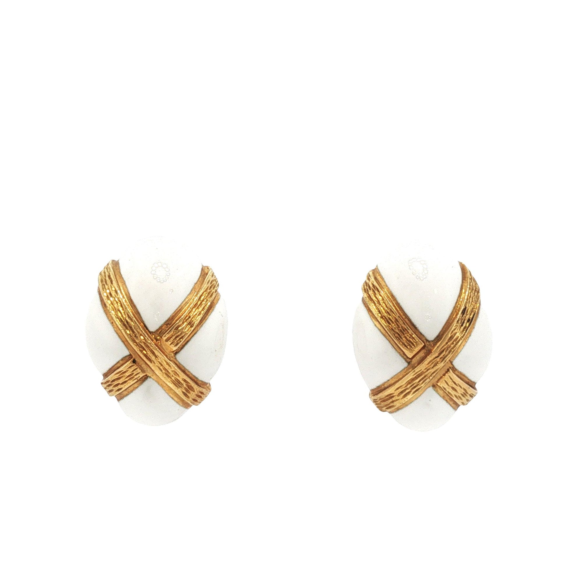 DAVID WEBB 18K GOLD ENAMEL EARRINGS