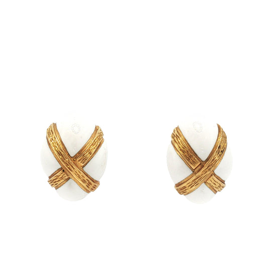 DAVID WEBB 18K GOLD ENAMEL EARRINGS