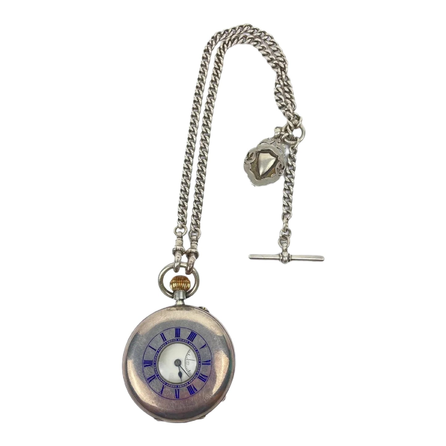 Victorian Hallmarked Silver Pocket Watch & Albert Chain