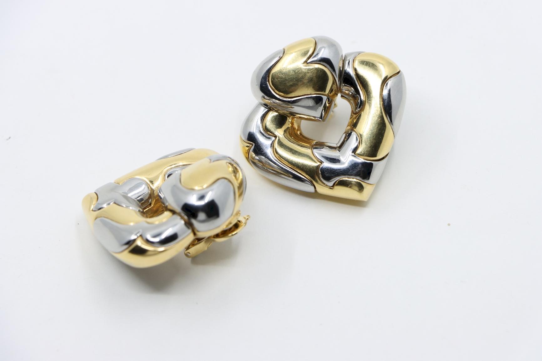 Marina Bulgari 18K Gold & Sterling Silver Heart Earrings