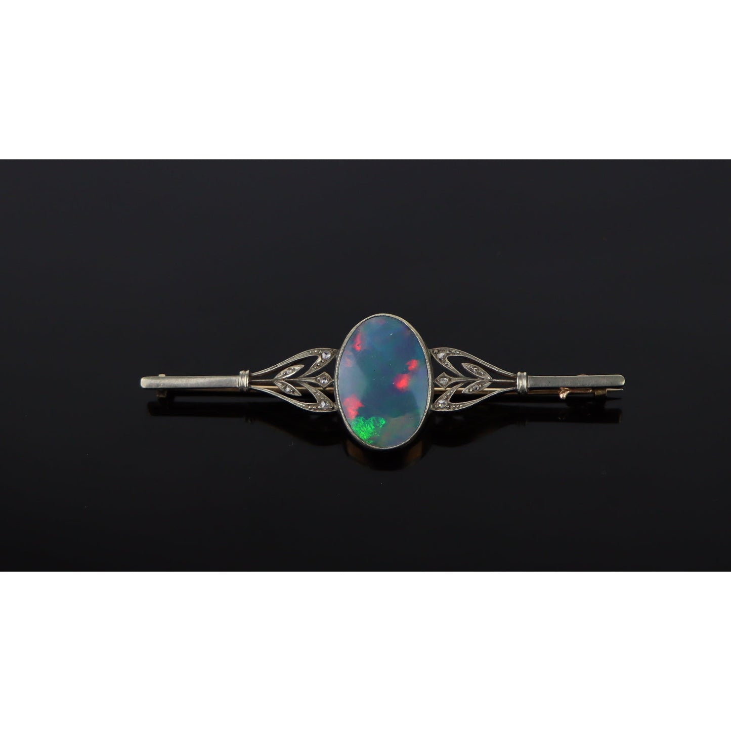 Gold & Silver Opal Brooch Pin