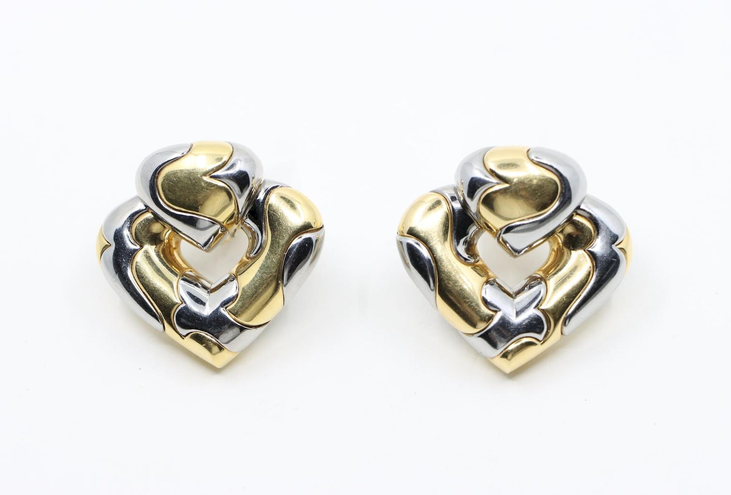 Marina Bulgari 18K Gold & Sterling Silver Heart Earrings