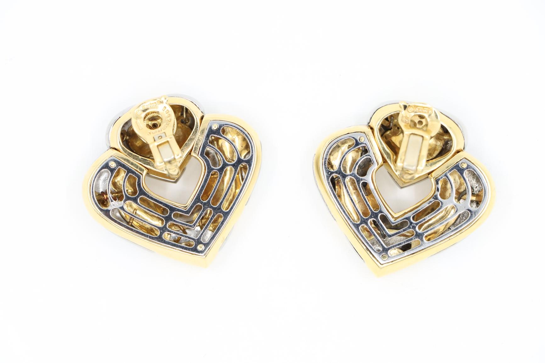 Marina Bulgari 18K Gold & Sterling Silver Heart Earrings