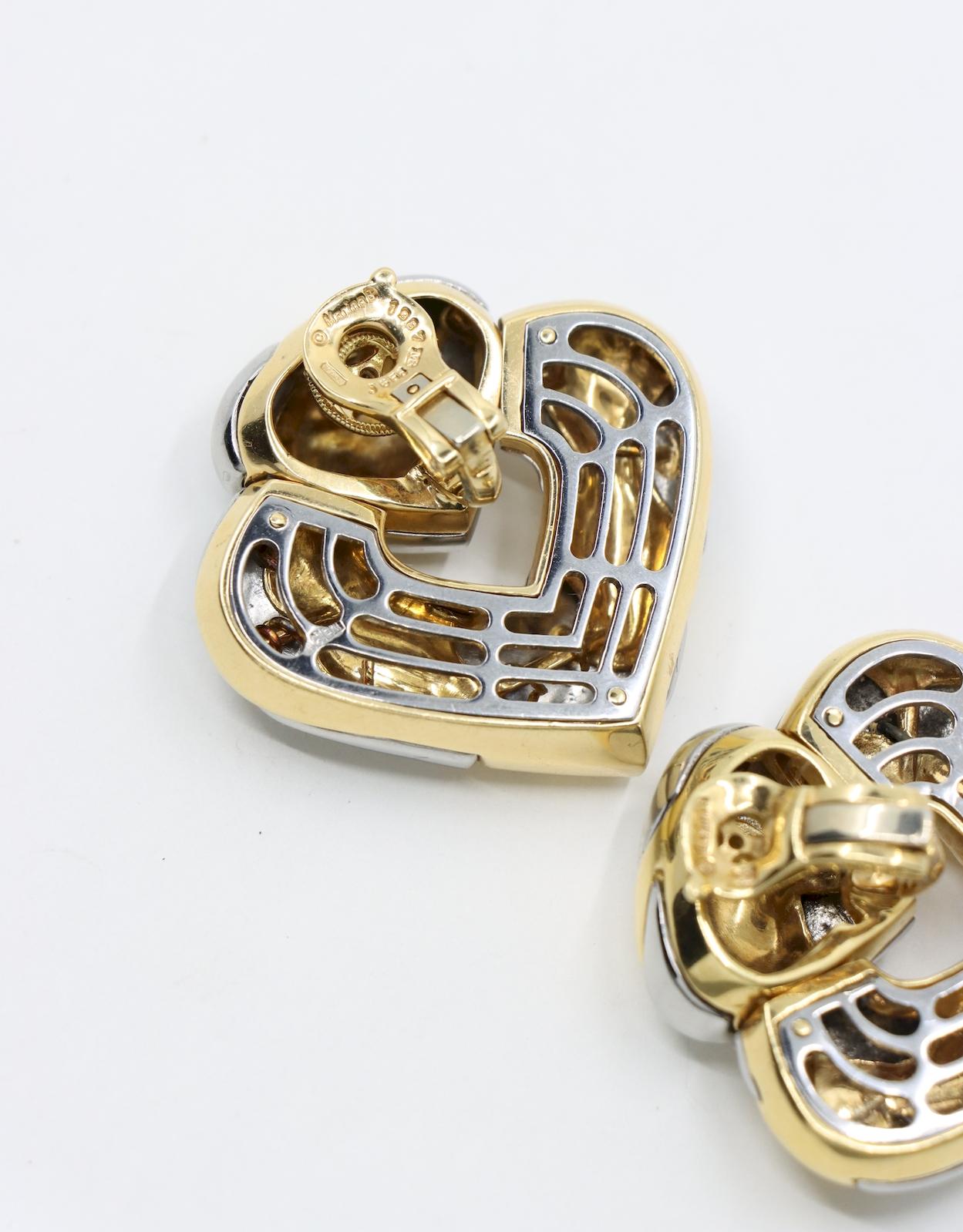 Marina Bulgari 18K Gold & Sterling Silver Heart Earrings