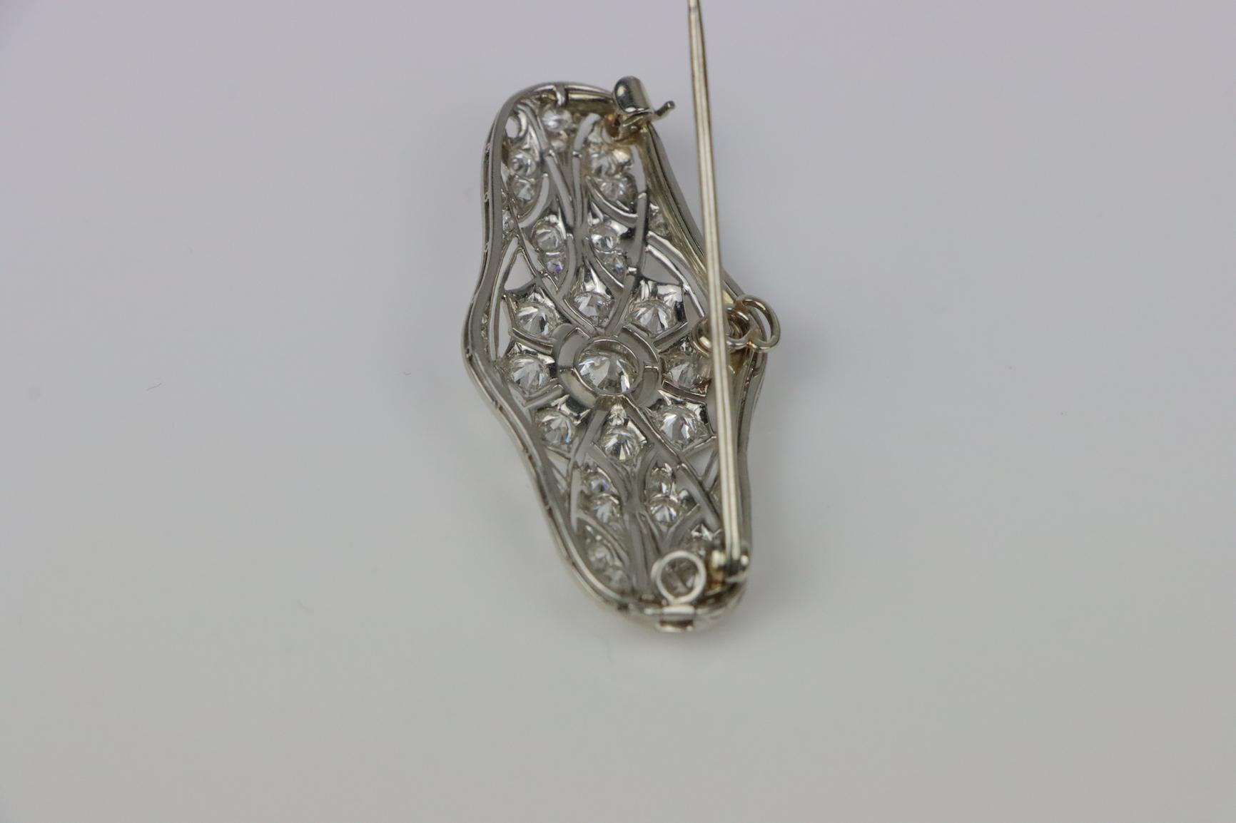 Mid-Century Diamond Pendant Brooch Pendant