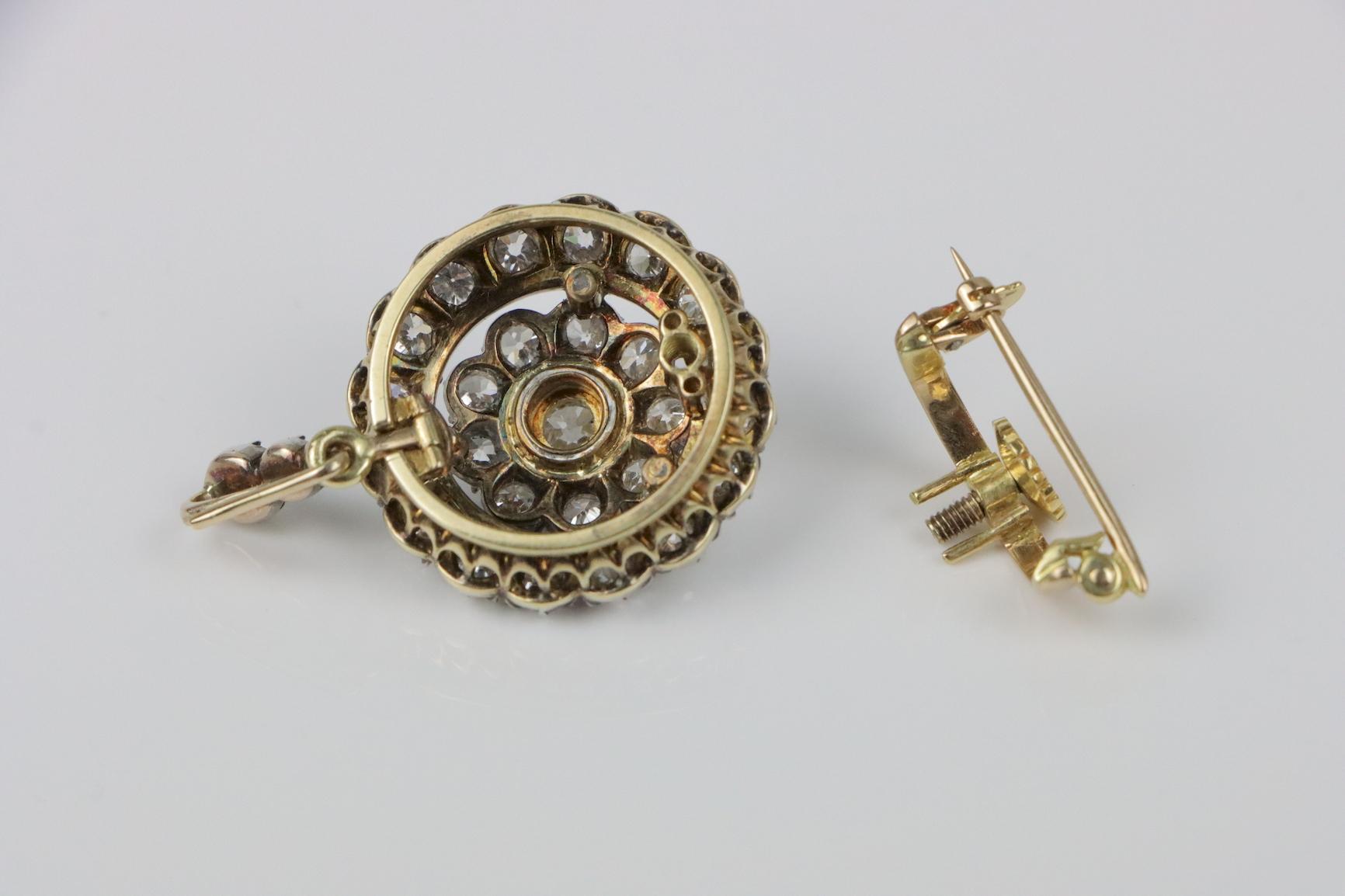 Antique Convertible Platinum 4.70 Ct Diamond Pendant Brooch