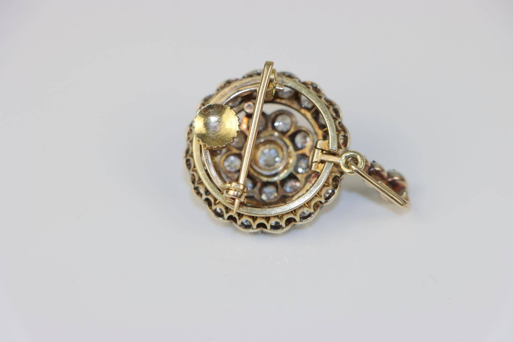 Antique Convertible Platinum 4.70 Ct Diamond Pendant Brooch