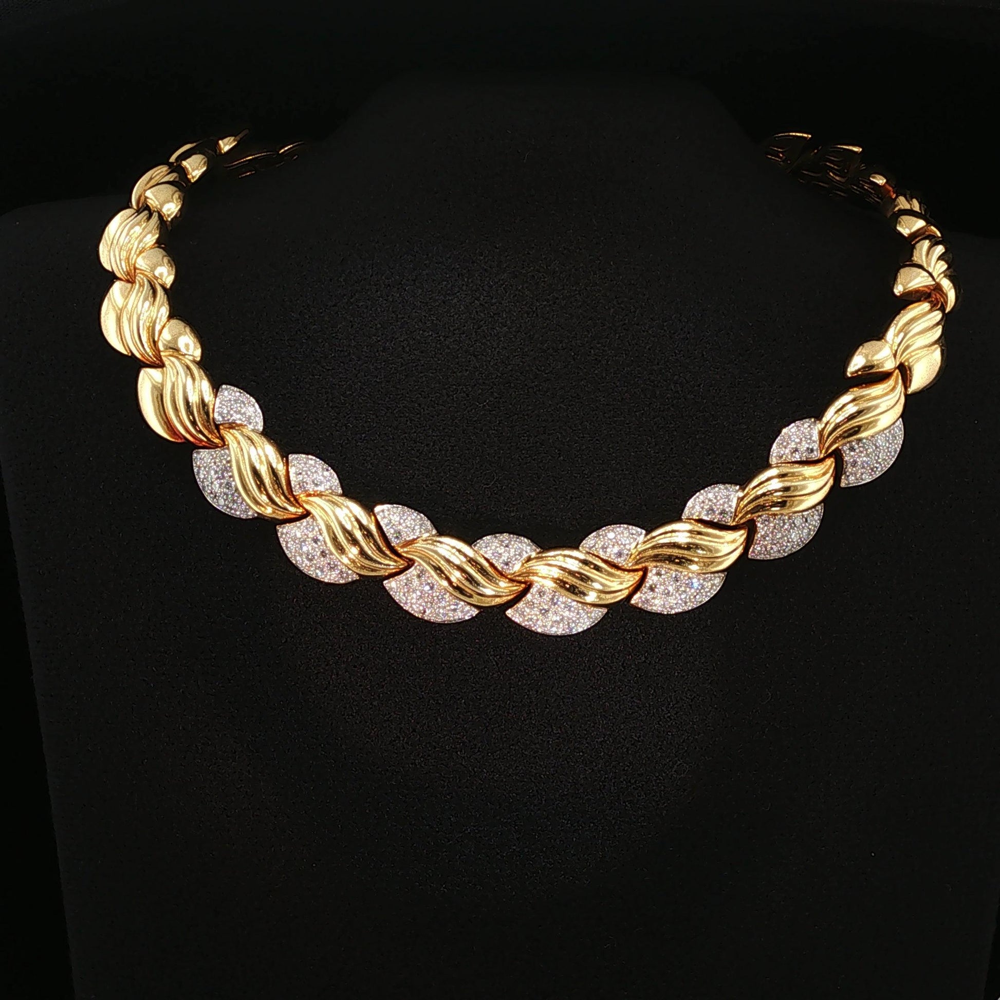 18K YELLOW GOLD PAVE DIAMOND COLLAR NECKLACE