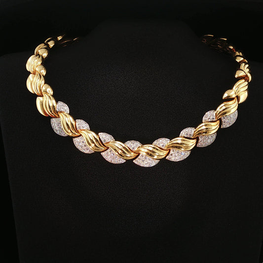 18K YELLOW GOLD PAVE DIAMOND COLLAR NECKLACE