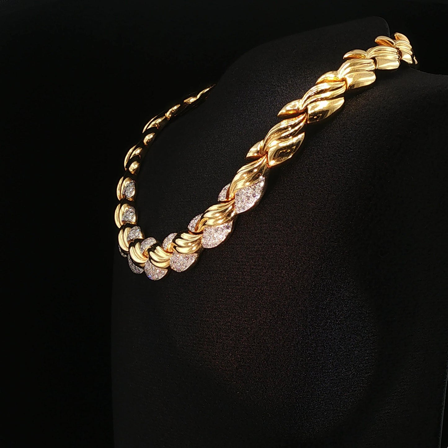 18K YELLOW GOLD PAVE DIAMOND COLLAR NECKLACE