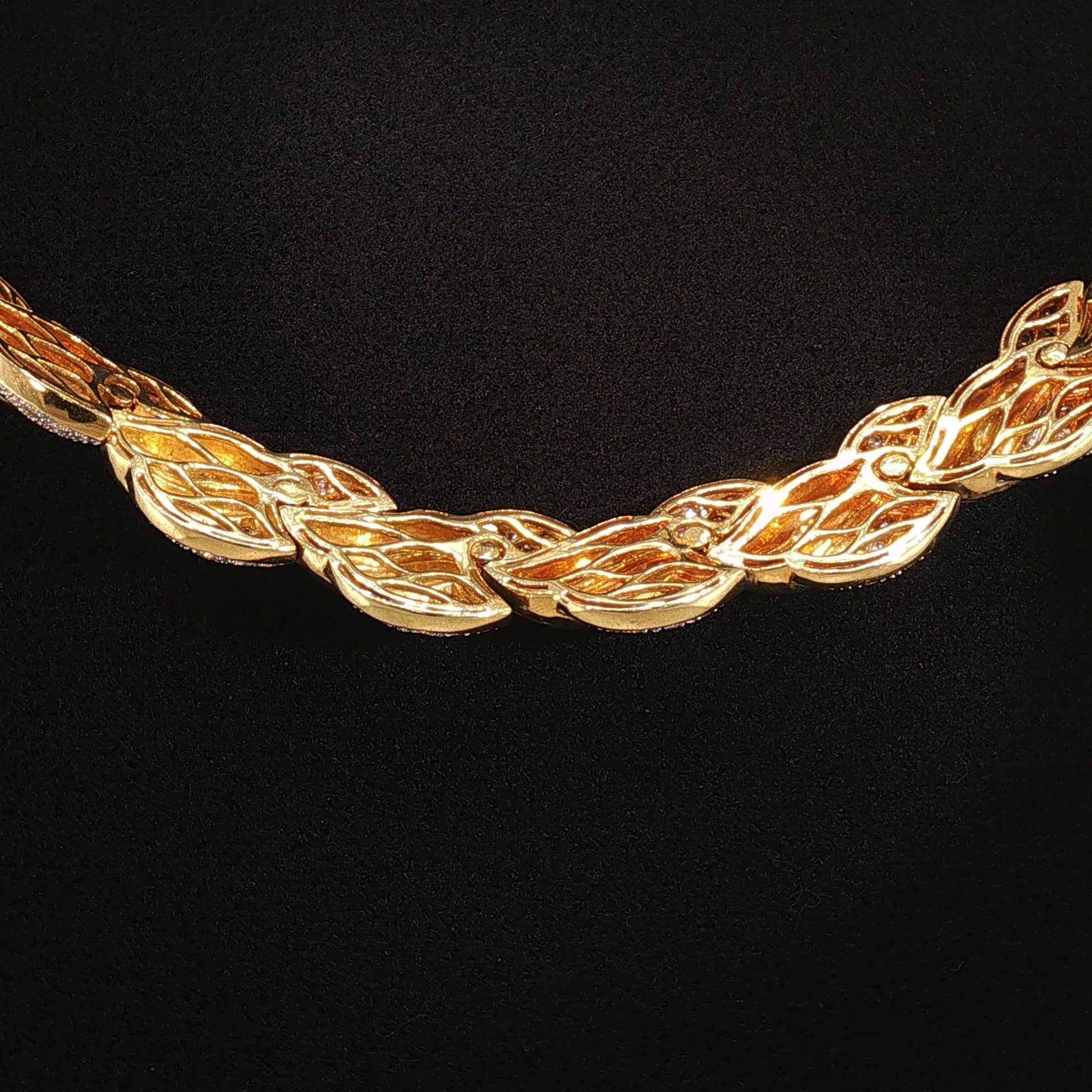 18K YELLOW GOLD PAVE DIAMOND COLLAR NECKLACE