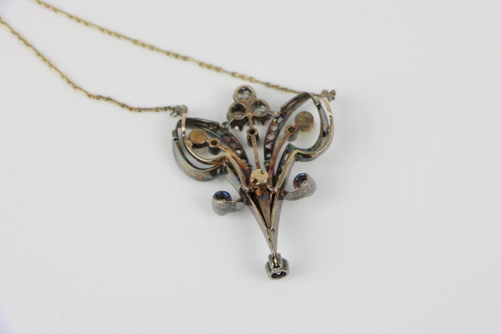 Victorian Pearl and Diamond Pendant Necklace