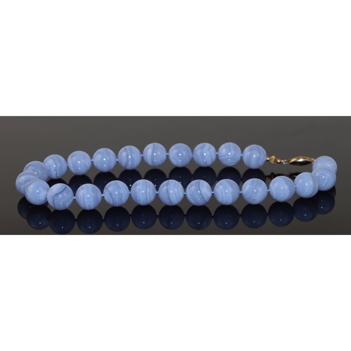 Chalcedony Bead 14k Gold Clasp Necklace