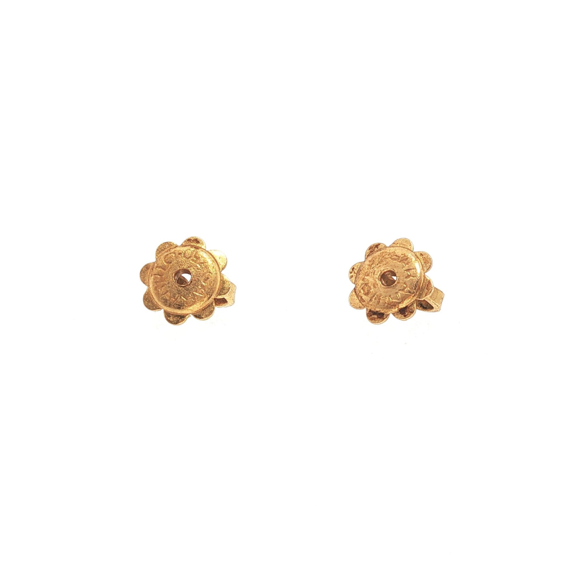 18K Gold Carved Green Jade & Diamond Pendant Earrings