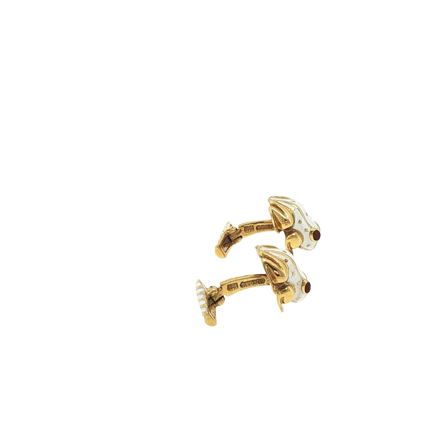 Vintage David Webb 18K Gold Enamel Frog Cufflinks