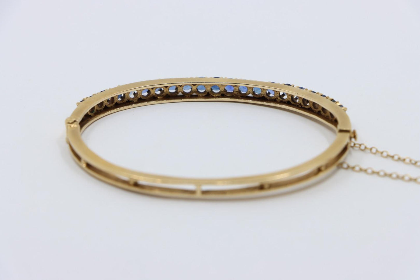 Vintage 14K Gold Sapphires Bangle Bracelet