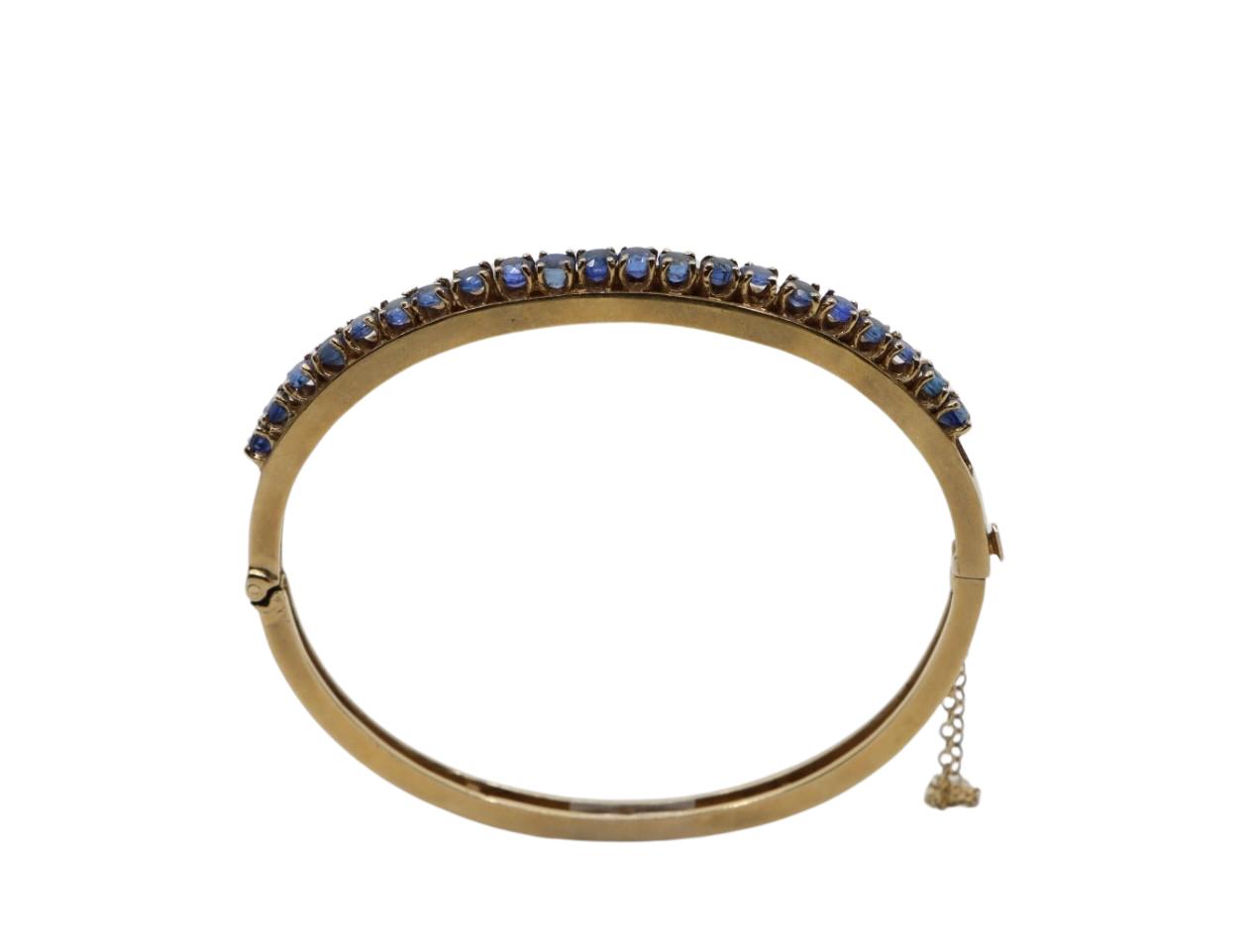 Vintage 14K Gold Sapphires Bangle Bracelet