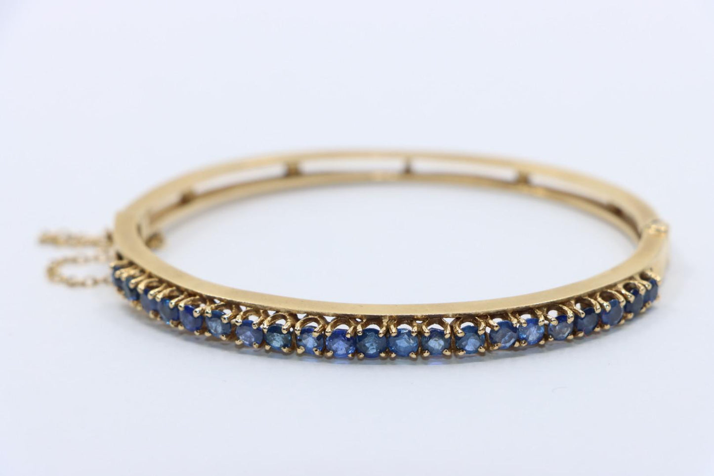 Vintage 14K Gold Sapphires Bangle Bracelet