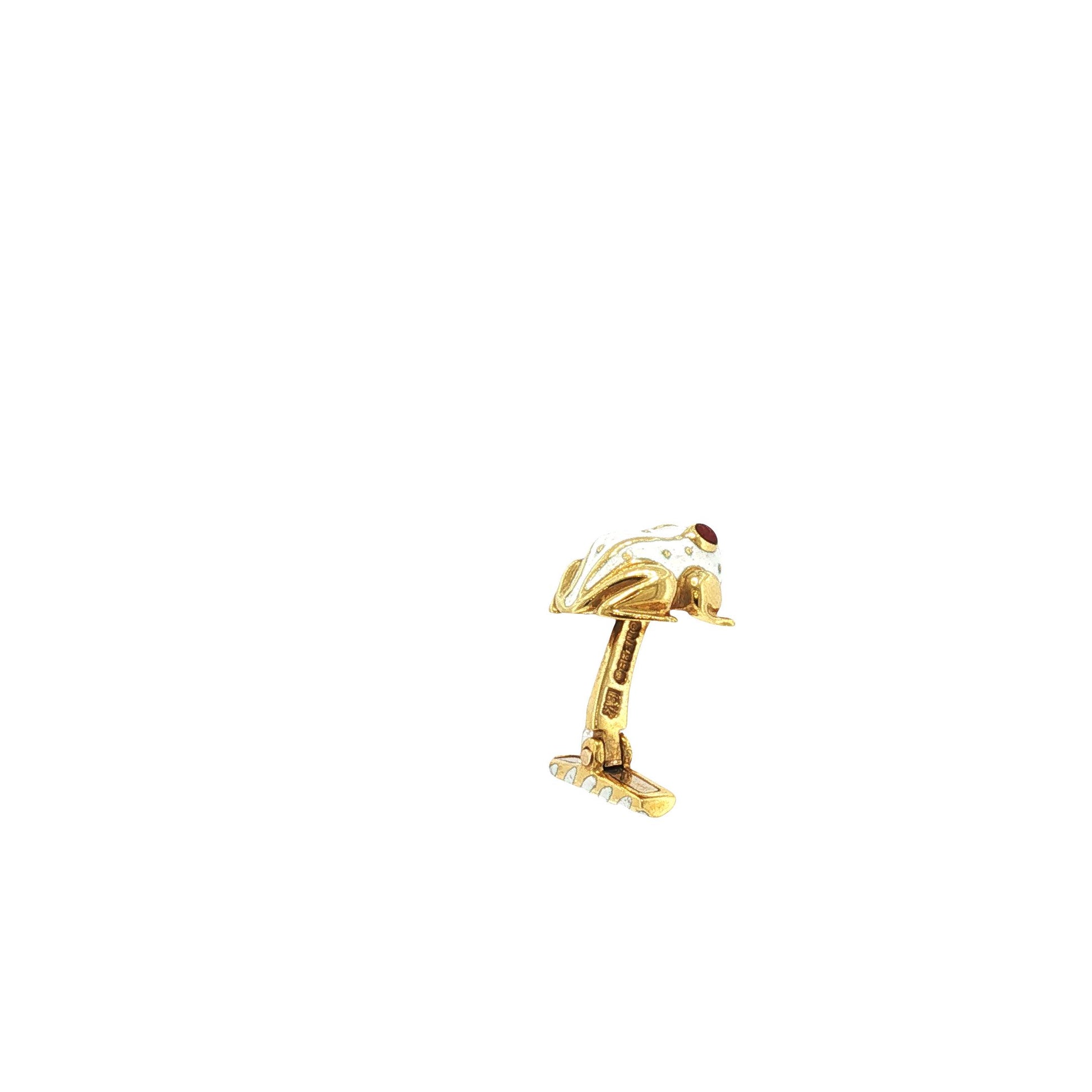 Vintage David Webb 18K Gold Enamel Frog Cufflinks