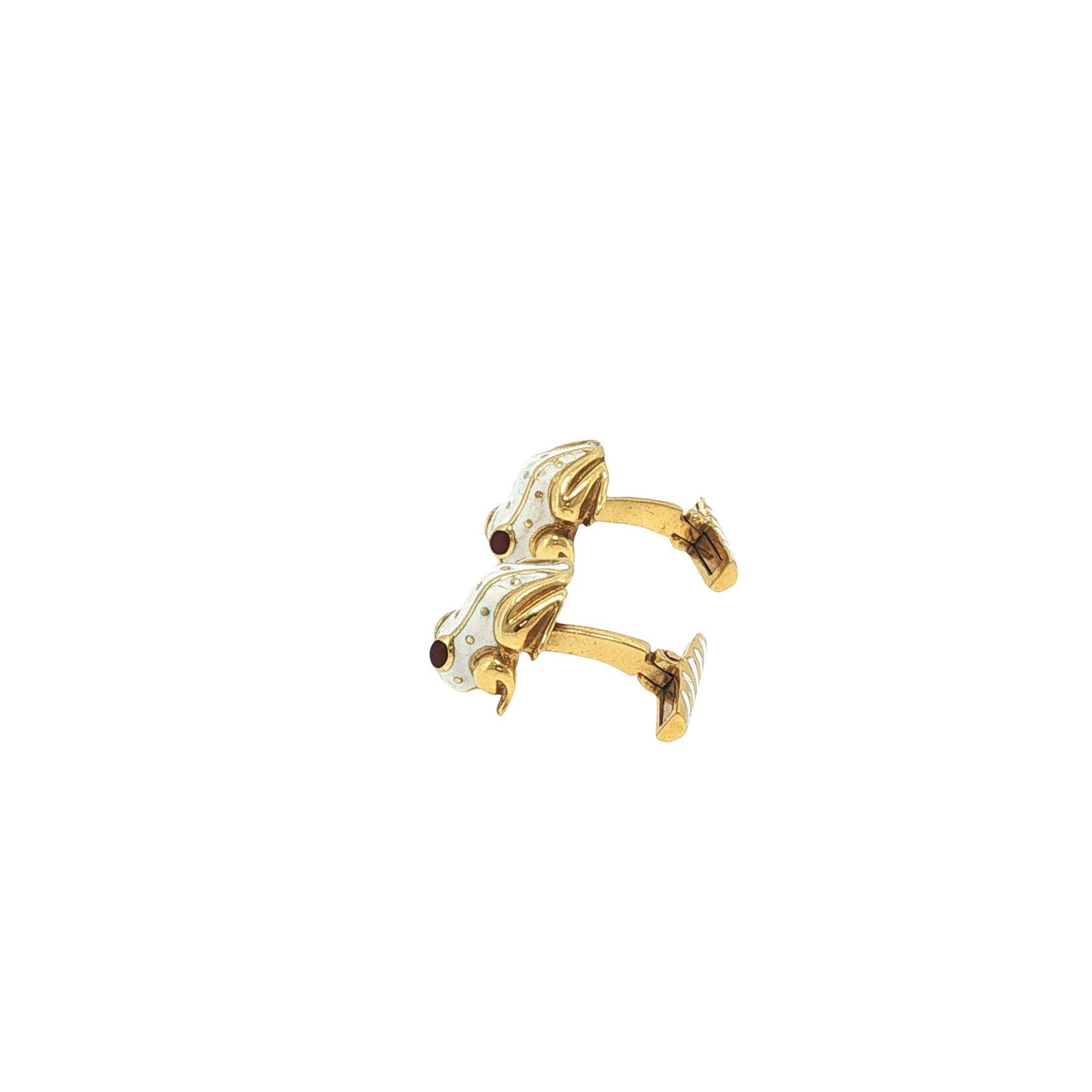 Vintage David Webb 18K Gold Enamel Frog Cufflinks