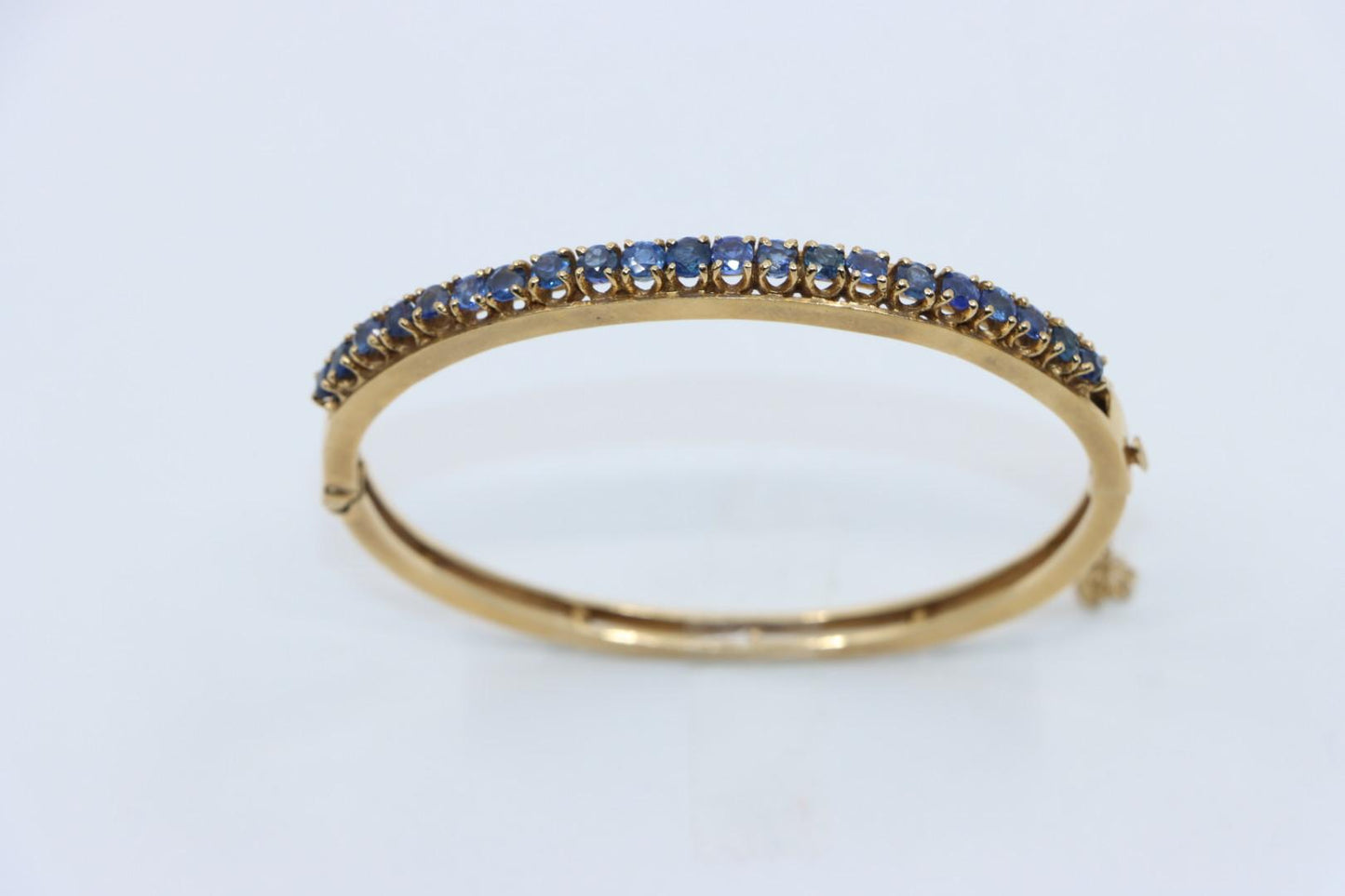 Vintage 14K Gold Sapphires Bangle Bracelet