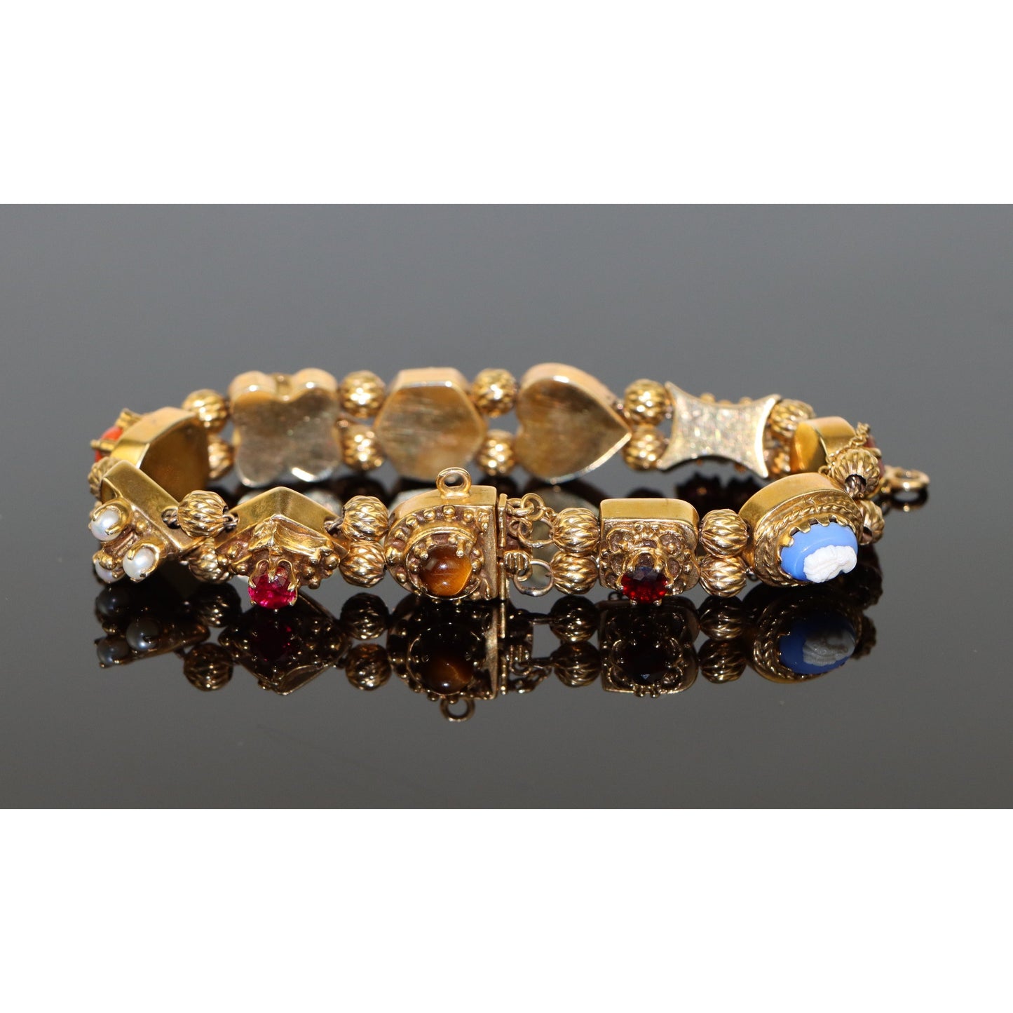 Vintage 14K Gold Multi-Gemstone Bracelet