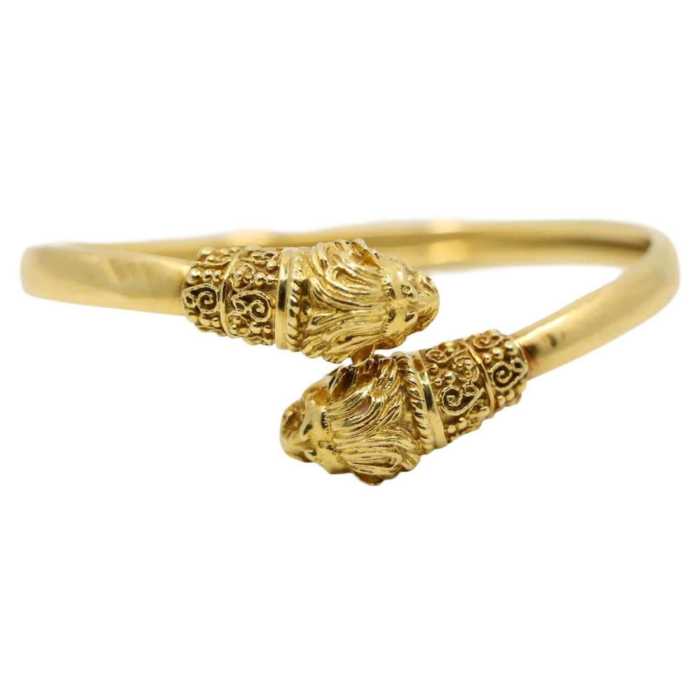 Attrib. Zolotas 18K Gold Lion Cuff Bracelet